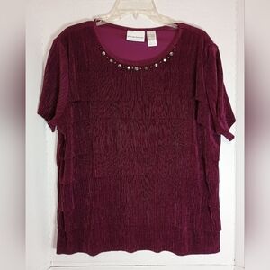 Alfred Dunner Women's Purple Top with Embellishments Size Large NWOT